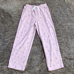 Cute star fleece PJBottoms. Girls. Carter’s. EUC. pink with sparkle silver stars